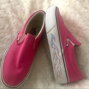 Pink Platform Flame Slip on Vans